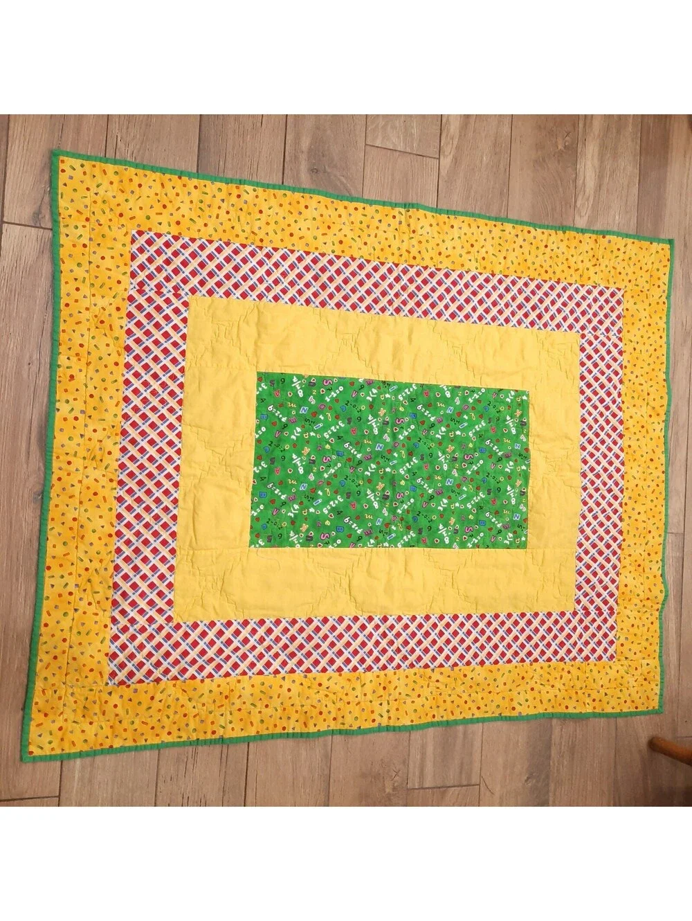 Vintage Patchwork Kids baby Quilt Handmade Nursery Bedding Primary bright colors